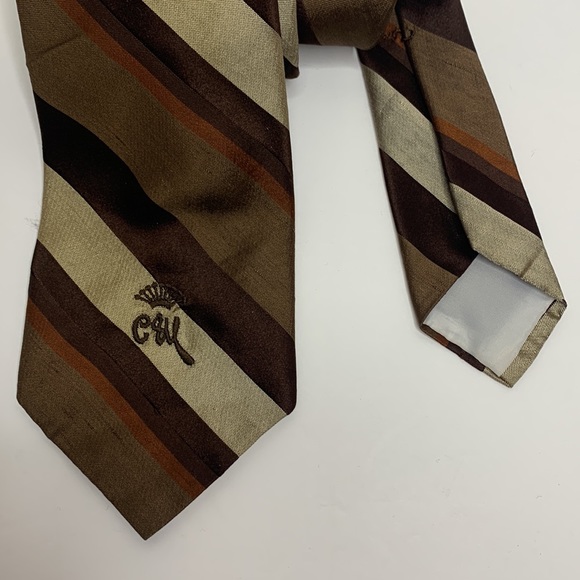 Juster’s | Countess Wara | Vintage Neutral Brown Colored Nexk Tie 70’s Accessory - Picture 2 of 5
